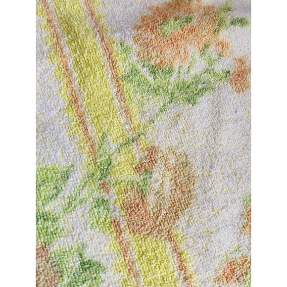 Retro Cannon Mod Yellow Orange Green Floral Bath Towel Fringe Cotton Vintage Flo - Picture 7 of 12